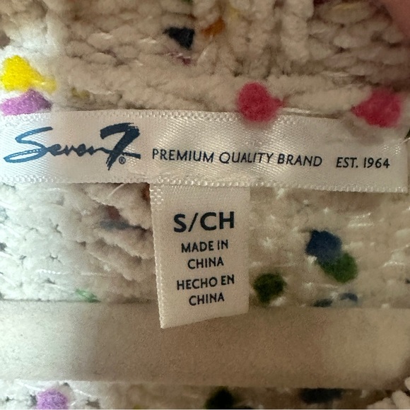 Seven 7 Chunky Popcorn Confetti Knit Sweater Cream High-Low Hem Size Small - Picture 6 of 8